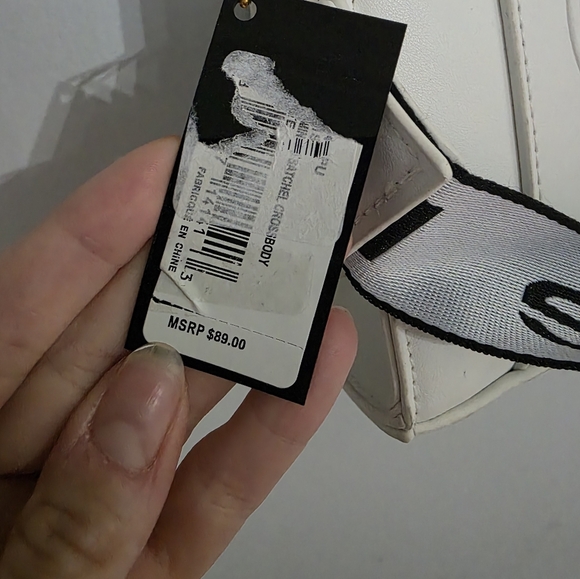 Bebe White Tote Shoulder Bag with Black Strap - Picture 3 of 14